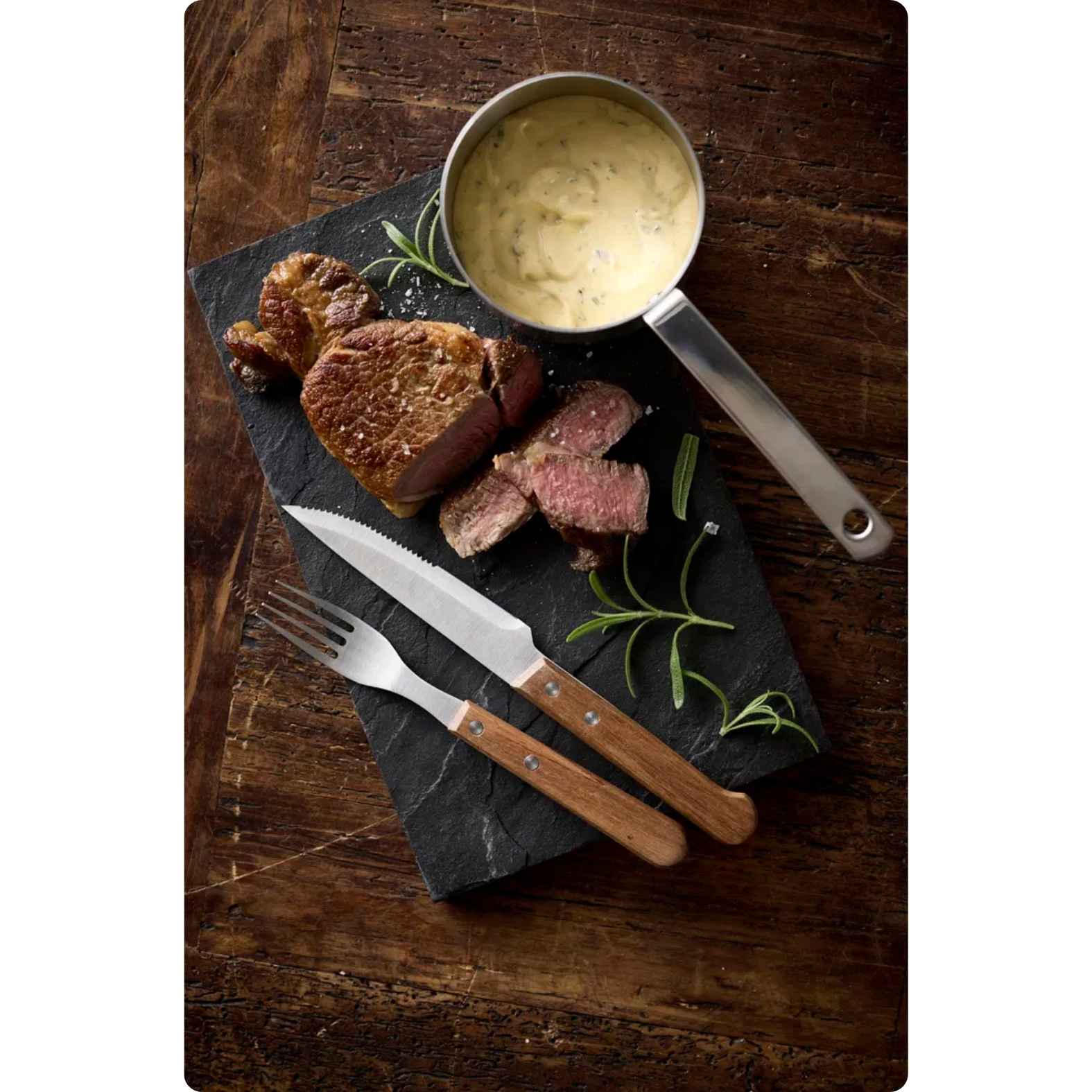 Steakbestik 8 dele Rustfrit stål/Akacie